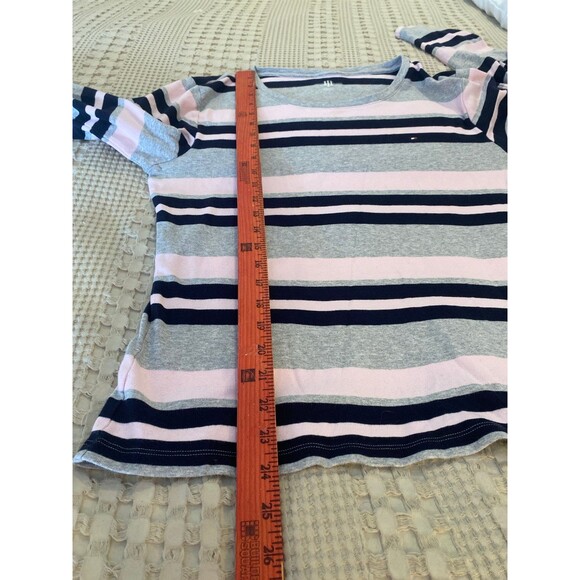 Tommy Hilfiger Top T Shirt Plus Size XL (but measures smaller) Striped Navy Pink - Picture 10 of 11